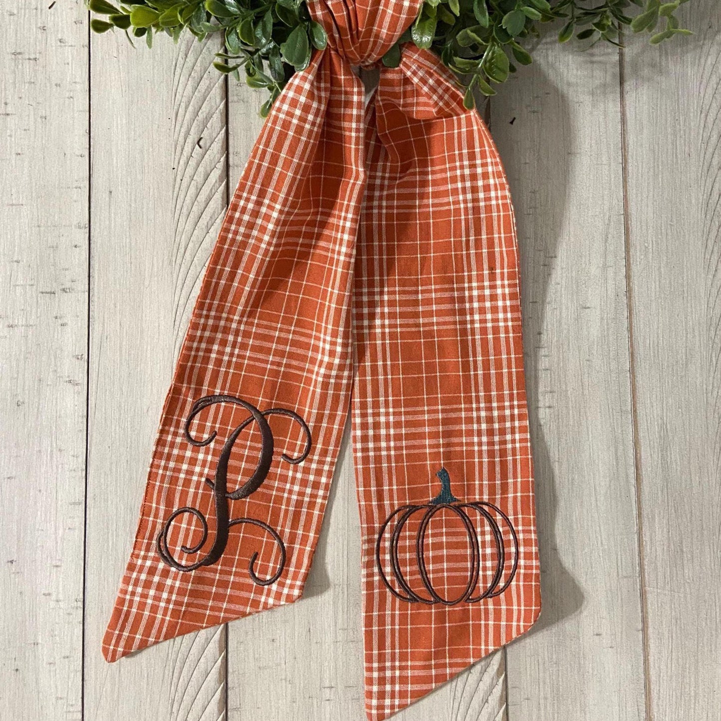 Spicy Plaid Fall Wreath Sash