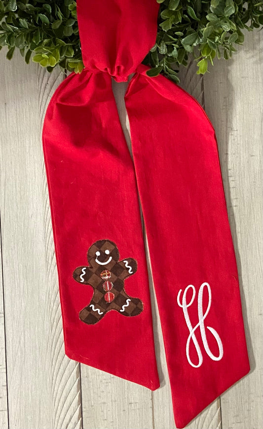 Red Christmas Sash for Wreath