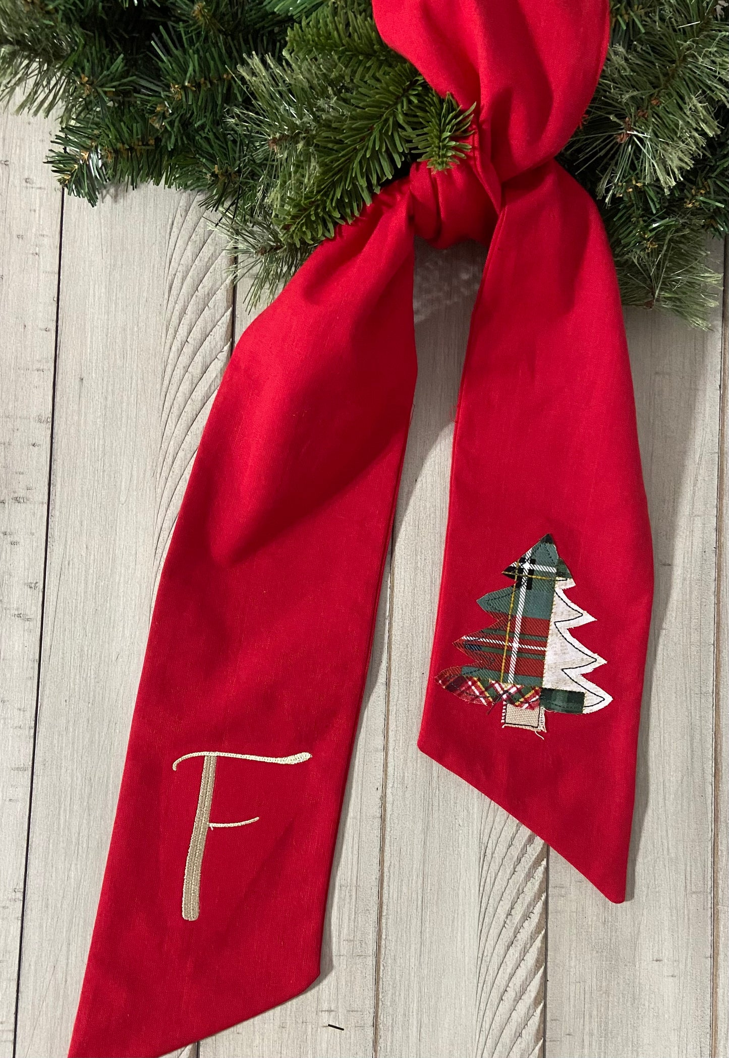 Christmas Red Wreath Sash