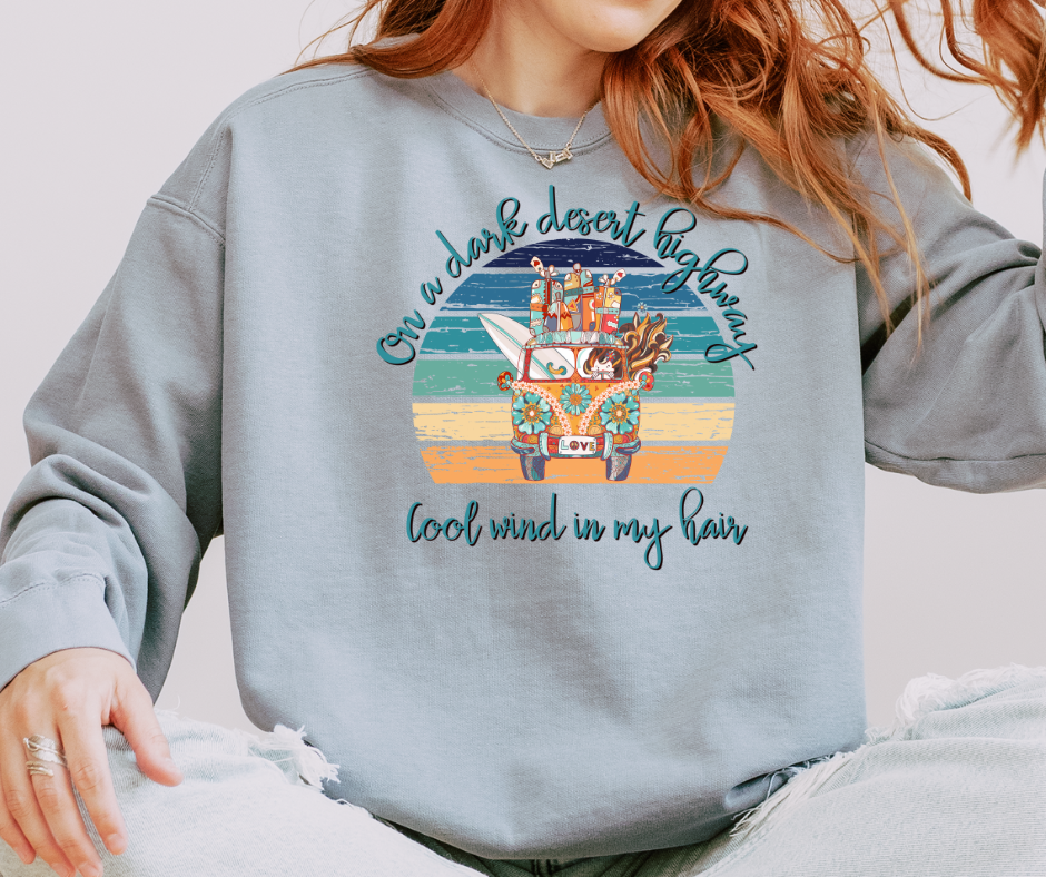 Comfort Color Sweatshirt - On A Dark Desert Highway