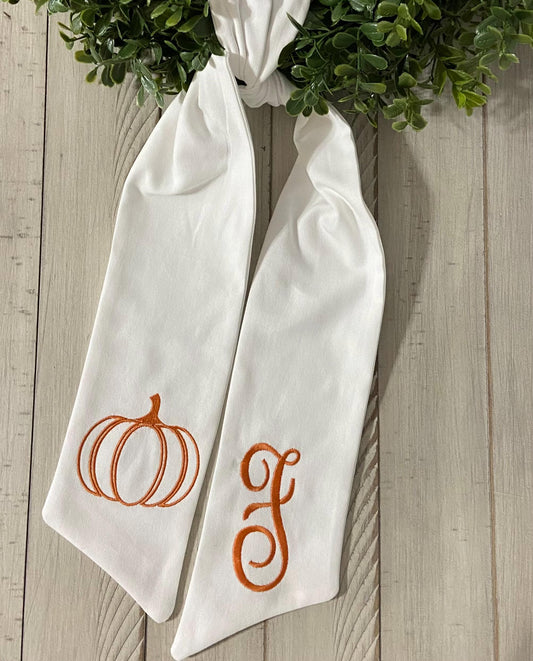 White Fall Wreath Sash